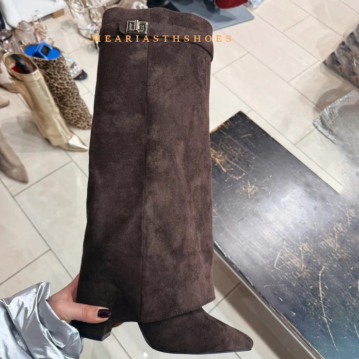Women'S Fashion Winter 2025 - Vrouwen Dikke Hak Knie Hoge Laarzen