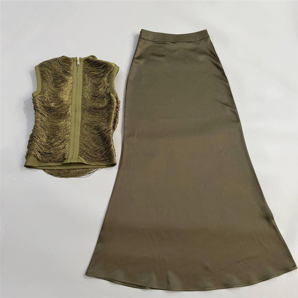 Maxi Dress Boho - Luxueuze retro franje tweedelige maxi-jurk, mouwloos,