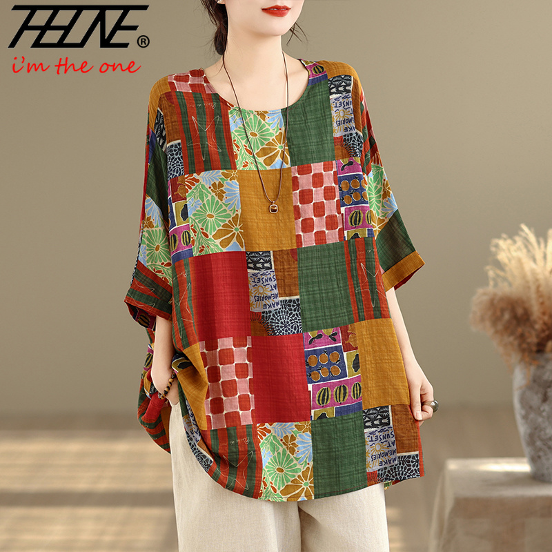 Women'S Fashion Essentials - THHONE Dames Shirts Print Losse Plus
