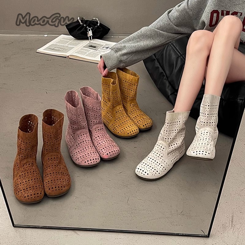 Women Fashion Youtube - Dames Zomerlaarzen Ademende Holle Instappers Platte