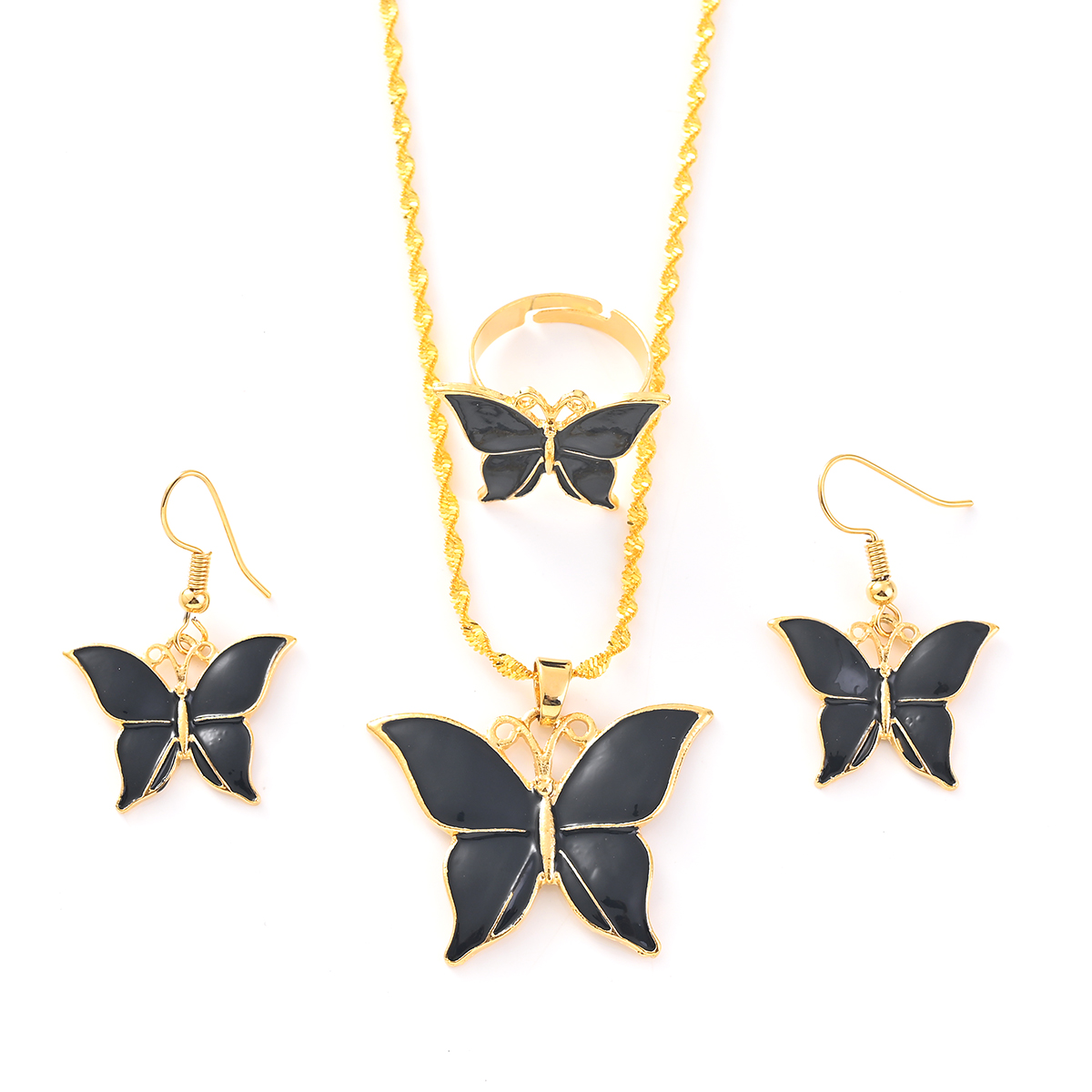 Women Fashion Png - Stijlvolle Vlinder Hanger Kettingen Oorbellen Ring