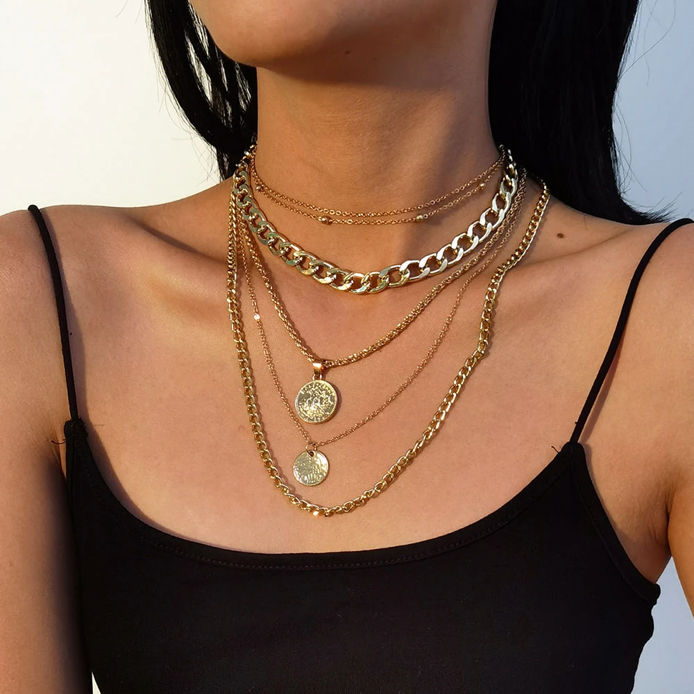 Women'S Fashion Show 2022 - 2022 Kraag Punk Dikke Ketting Gouden