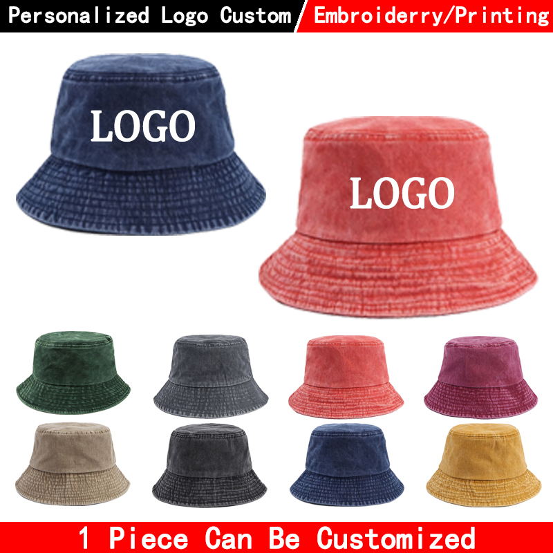 Women Fashion Logo - Denim bucket hat met custom logo,