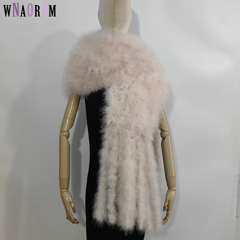Turkey Women Fashion - Sjaal dubbelzijdig 100% kalkoenveren kwastjessjaal, verlengde