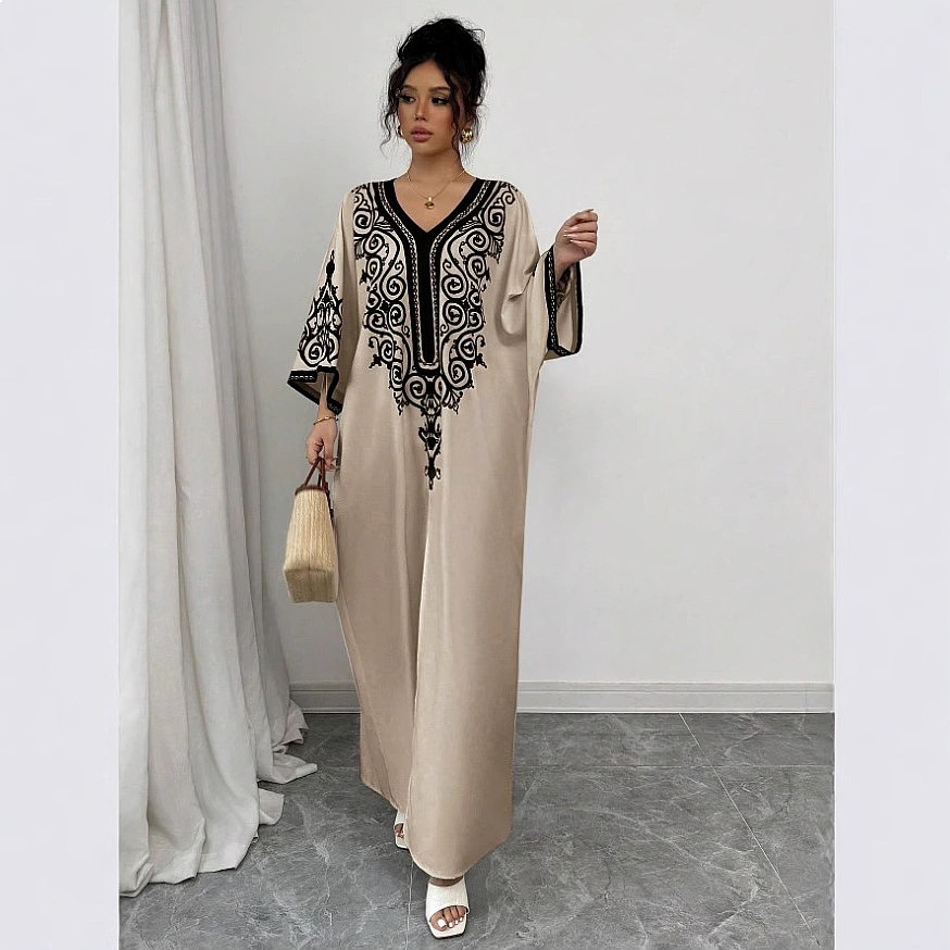 Maxi Dress Boho - Maxi-jurk met V-hals en bloemenprint, losse