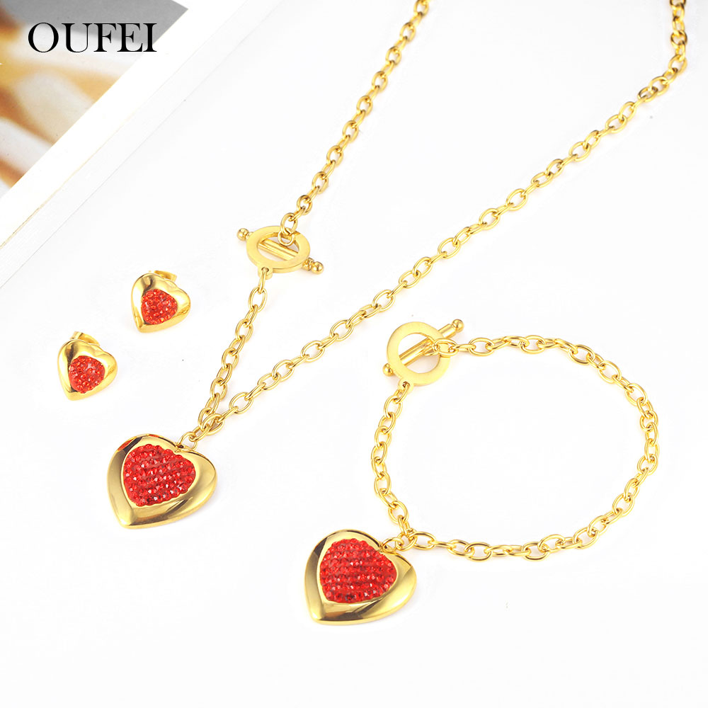 Women'S Fashion Vogue - OUFEI Rvs Hart Ketting Oorbellen Armband