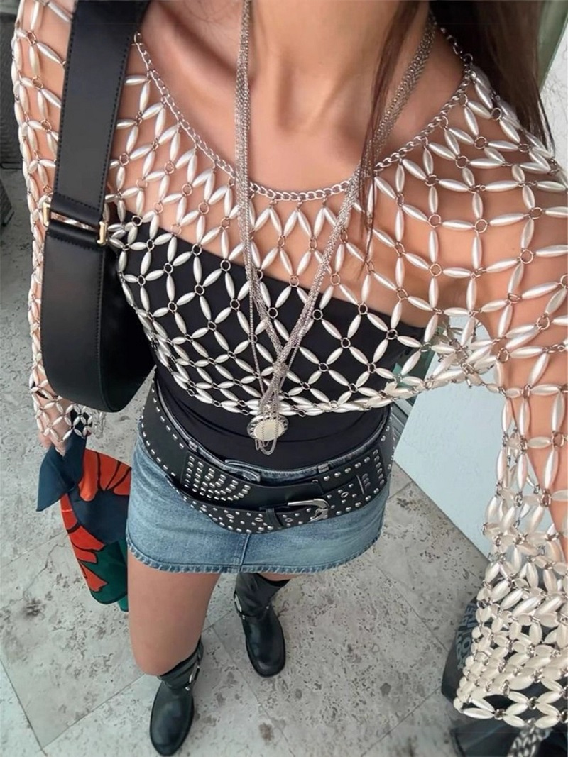 Vrouwen lange mouw wit kralen  - Women'S Fashion Harness recensie en prijs