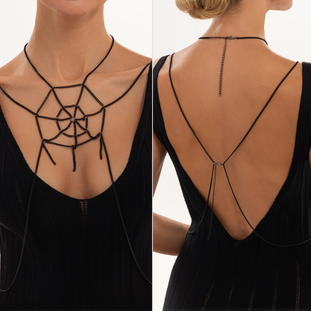 Gotische zwarte kettinghalsket - Women'S Fashion Harness recensie en prijs